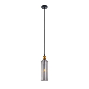 Dekoracyjna Lampa Wisząca w Stylu Art Deco Szklany Dymiony Kosz LEVIE PND-28636-1L-GD-SG ITALUX GLAMOUR