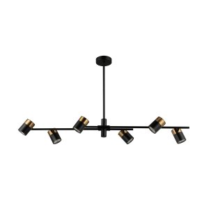 Nowoczesna czarna lampa wisząca listwa tuby Elice Italux PND-58892-6-BK-BRO czarny/mosiężny