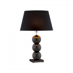 Lampa stołowa lampka nocna elegancka finezyjna szklane czarne kule podstawa tkaninowy czarny abażur FUDŻI 3623 Argon