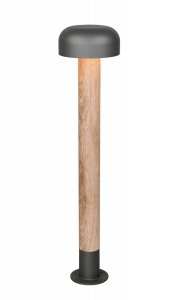 Nowoczesny słupek ogrodowy szary kształt grzybka klasyczny minimalistyczny aluminiowy drewniana podstawa FRASER IP54 462560135 Trio 