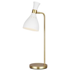 Nowoczesna Lampa stołowa Joan FEISS FE-JOAN-TL-MW Matowa biel / Oksydowany mosiądz
