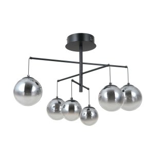 Nowoczesna lampa wisząca sufitowa szklane okrągłe klosze Velada Italux PND-34381-6-BK czarny mat przyciemniony szary
