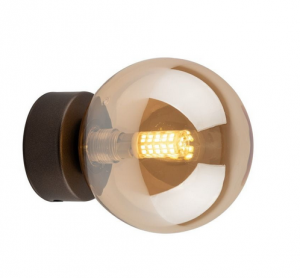 Czarny molekularny kinkiet ścienny szklana bursztynowa kula 12cm BUBBLES WALL AMBER AZ5881 + AZ6451 Azzardo