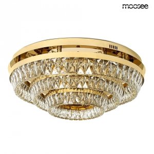 Lampa sufitowa plafon LED w stylu glamour kryształowa okrągła SAVOY 3 złota MSE1501100531 Moosee King Home