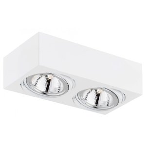 Funkcjonalna nowoczesna metalowa lampa natynkowa plafon biała podwójna prostokąt kubik RODOS 581 Argon
