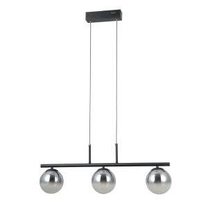 Nowoczesna szklana listwa okrągłe kule szklane klosze lampa wisząca Velada Italux PND-34381-3-BK czarny przyciemniany szary