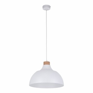 Minimalistyczna lampa wisząca w stylu skandynawskim biała z elementem drewnianym CAP WHITE 2070 TK-Lighting 