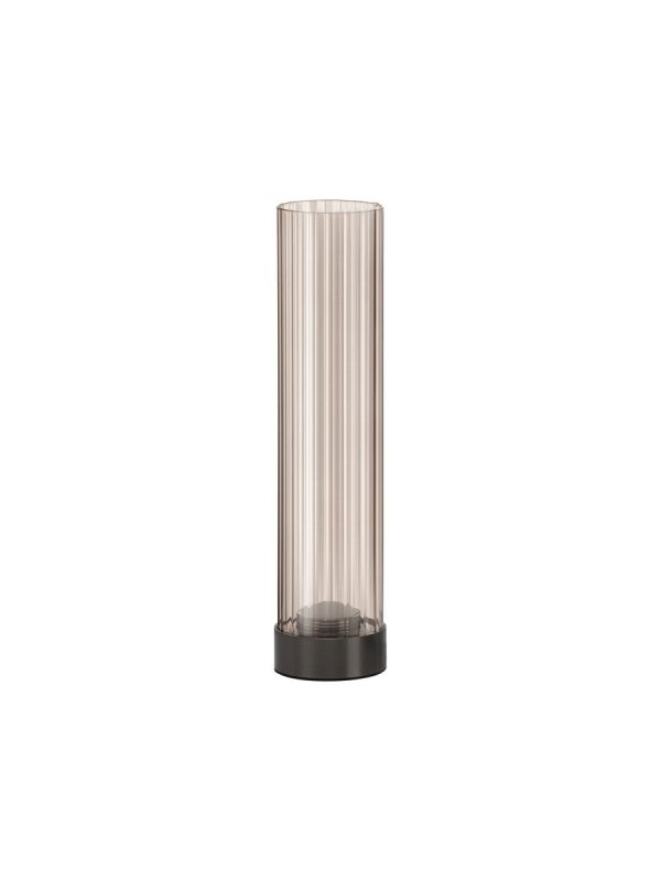 Dekoracyjna kompaktowa lampka stołowa LED szara tubka szklana z wgłębieniami minimalistyczna Luces Exclusivas