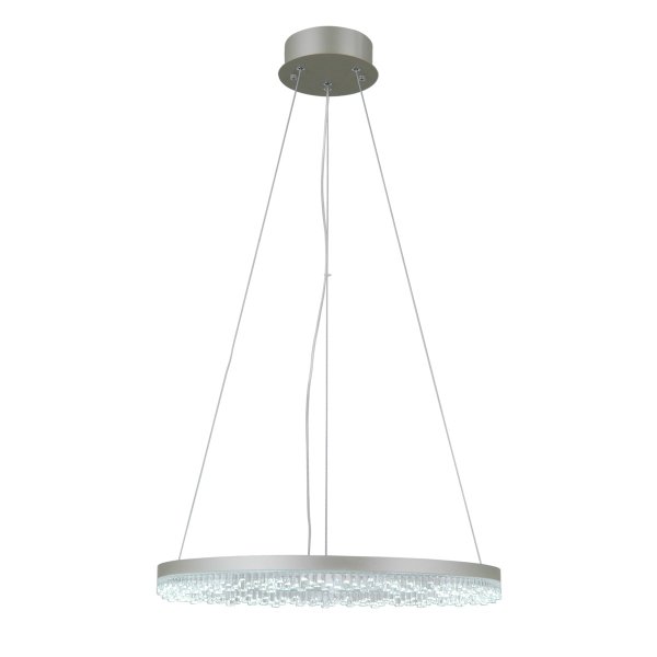 Lampa wisząca okrąg z kryształkami 50cm LED srebrny dekoracyjna w nowoczesnym stylu zmiana barwy światła Barlo PND-34526-M-SILV Italux