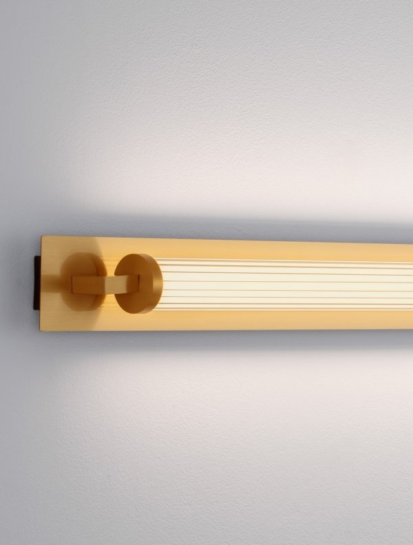 Nowoczesny złoty kinkiet LED podłużny prostokątny minimalistyczny klasyczny nad lustro FELORNA LE45689 Luces Exclusivas