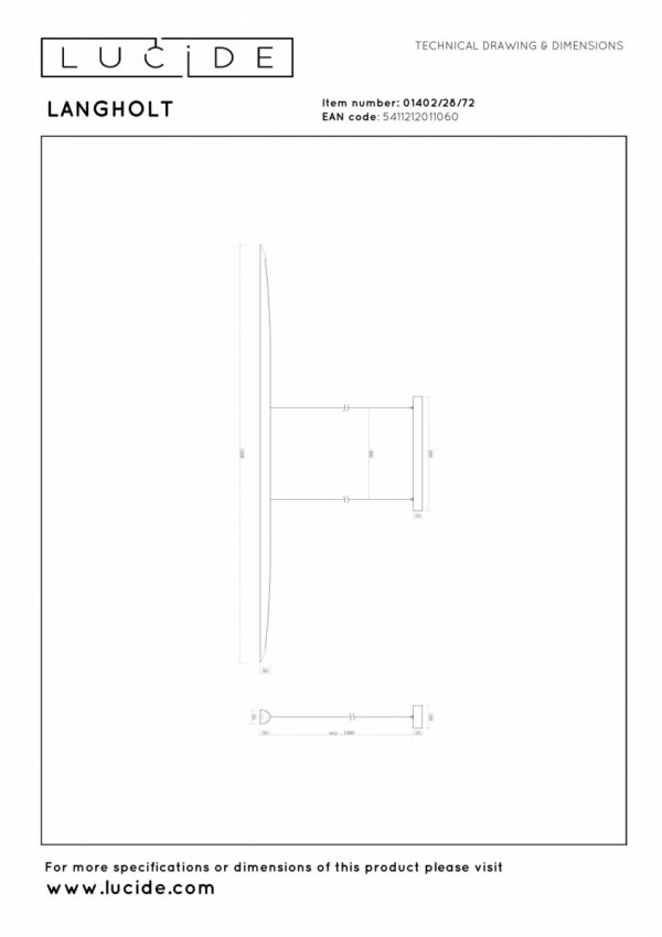 Lampa wisząca LED listwa drewniana klasyczna minimalistyczna nowoczesna LANGHOLT 01402/28/72 Lucide