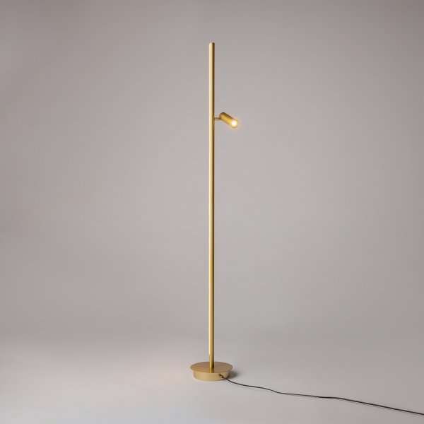 Lampa stojąca podłogowa minimalistyczna uniwersalna Ledowa aluminium mosiądz możliwość ściemniania Thin MAYTONI MOD395FL-L28BS3K