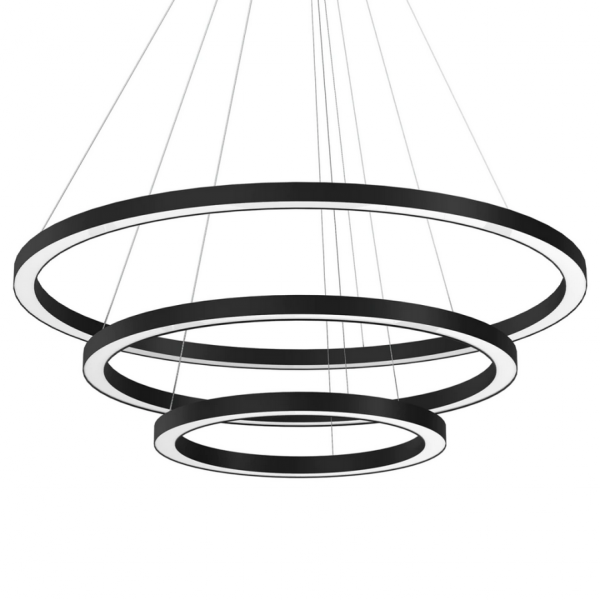 Nowoczesna lampa wisząca do salonu czarne ringi LED GALAXIA ML8424 MILAGRO