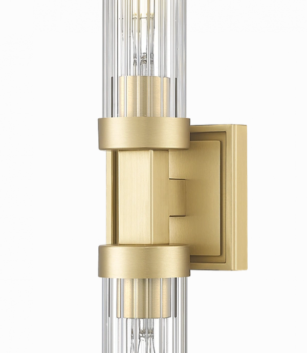Kinkiet mosiężna tubka z ryflowanego szkła minimalistyczny klasyczny dekoracyjny góra-dół QUINCY W02897BR Cosmo Light