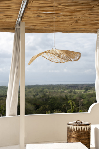 Rattanowy Klosz Do Lampy Wiszącej w Stylu Boho Naturalna CHAPEAU BAYU015N-L-75x20 BAZAR BIZAR