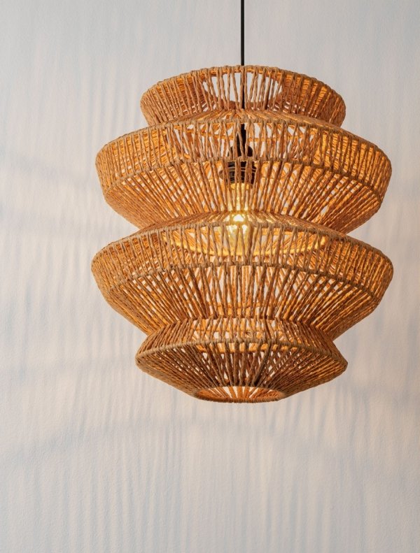 Lampa wisząca pleciona boho rustykalna industrialna nad stół do salonu sypialni ściemnialna Luces Exclusivas