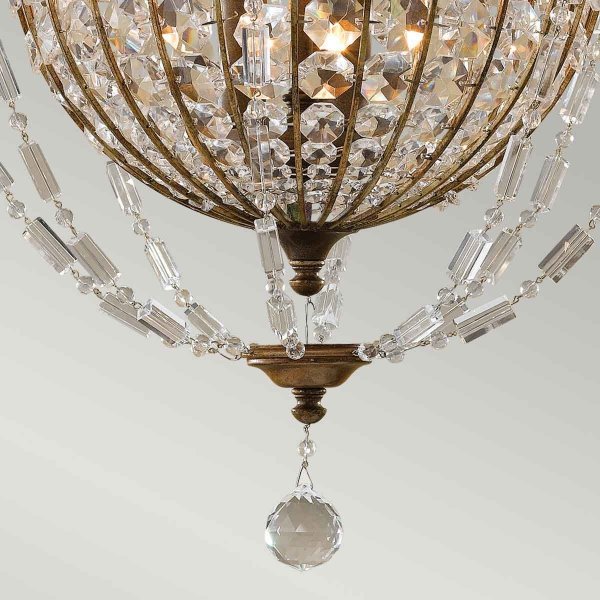 Żyrandol Bellini 3 źródła światła Oksydowany brąz kryształ vintage glamour FE-BELLINI3 FEISS