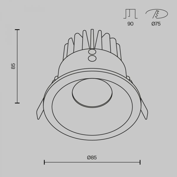  Lampa wbudowana wpuszczana w sufit LED aluminiowa biała okrągła możliwość ściemniania Zoom MAYTONI DL034-L12W4K-D-W