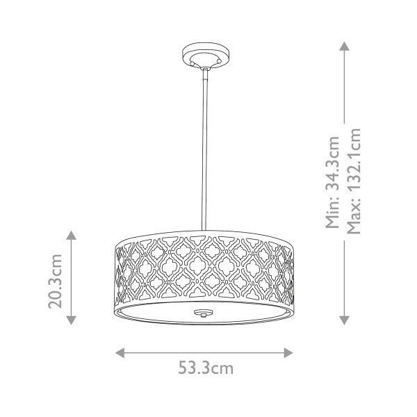 Duża lampa wisząca Arabella 3 źródła światła postarzane złoto orientalna okrągła GN-ARABELLA-P-L ELSTEAD LIGHTING