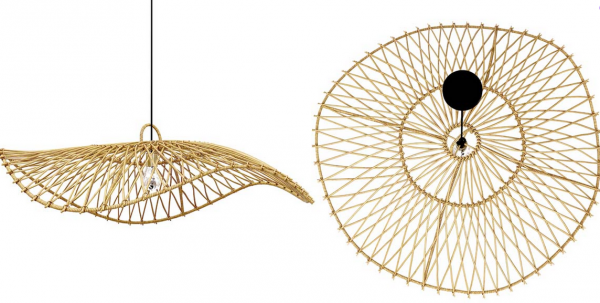 Rattanowy Klosz Do Lampy Wiszącej w Stylu Boho Naturalna CHAPEAU BAYU015N-L-75x20 BAZAR BIZAR