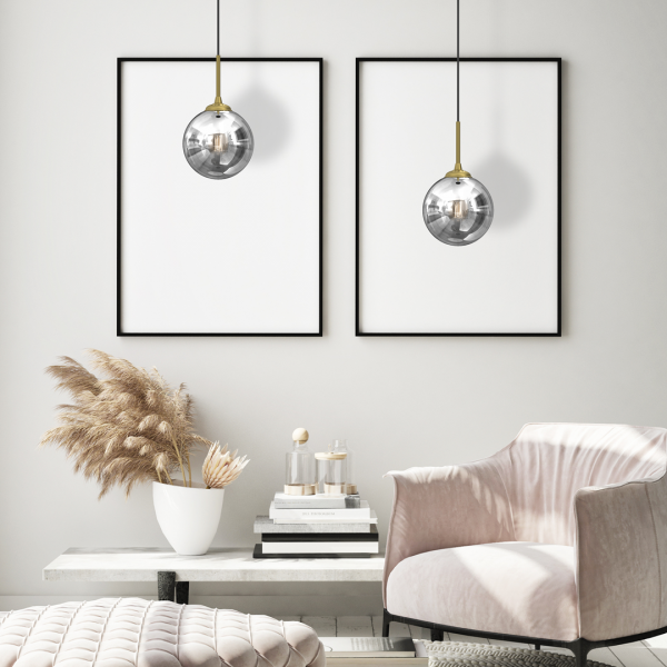 Lampa Wisząca Czarna Srebrna Kula Fi 250 REFLEX MLP8413 EKO-LIGHT
