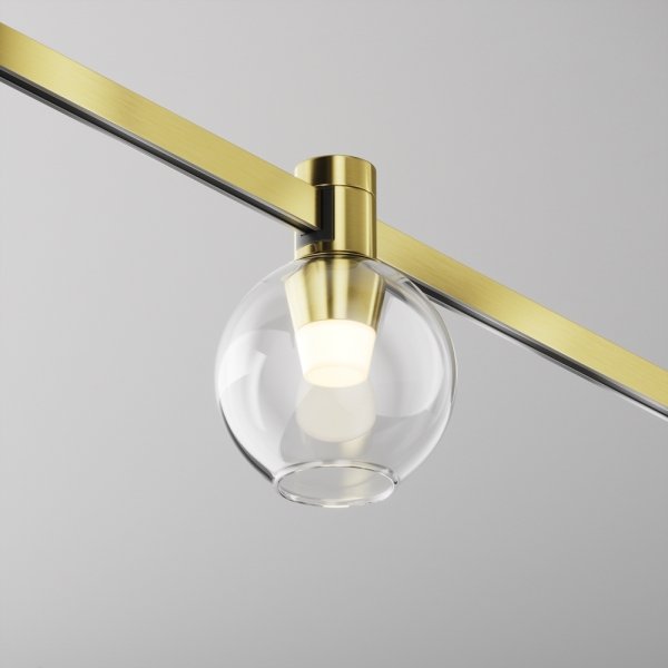 Ścieżka świetlna lampa szynowa LED aluminium mosiądz przezroczysty klosz Bubble MAYTONI TR148-1-3W2.7K-BS-DE