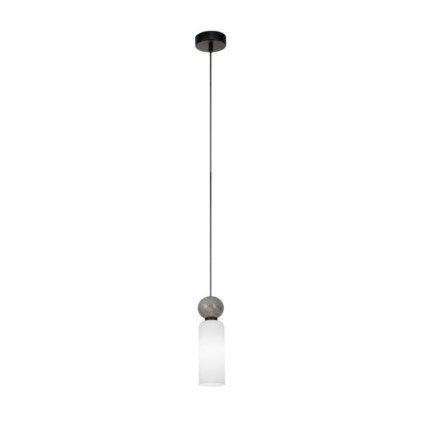 Nowoczesna lampa wisząca Santos Italux PND-95331-1-BK Opalowy biały czarny mat nad wyspę stół Art Deco