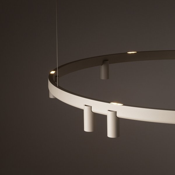 Geometryczna Lampa wisząca FOURTY ROUND LED XI Nowodvorski 12287 Nowoczesny żyrandol minimalistyczny Beżowy