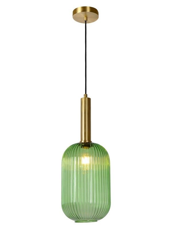 Nowoczesna designerska lampa wisząca szklany zielony ryflowany klosz MALOTO 45386/20/33 Lucide
