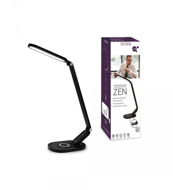 Nowoczesna Lampka Biurkowa Czarna LED ZEN MA019E NILSEN