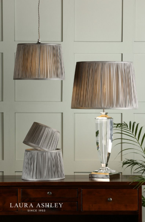 Klosz Abażur 40cm LAURA ASHLEY Hemsley Pleated Silk Grey DAR LIGHTING LA3756104-Q (Abażur- Bez Podstawy)