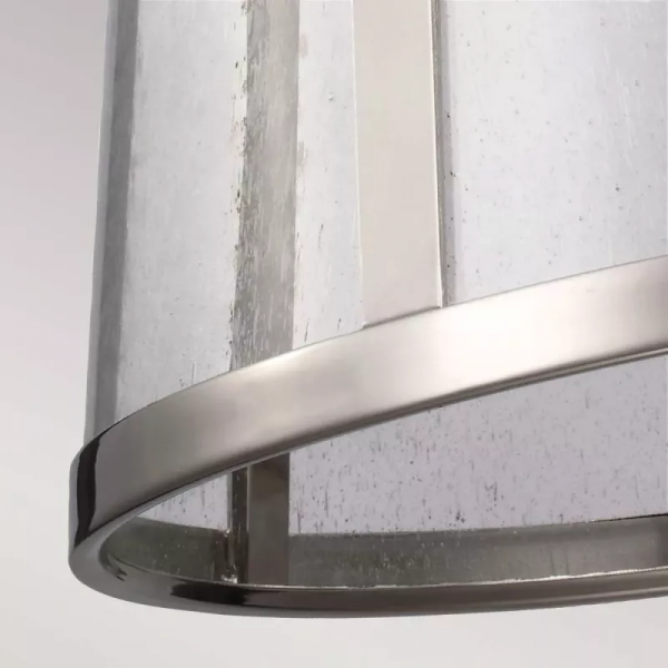 Klasyczna lampa wisząca z dekoracyjnym szklanym kloszem w stylu nowojorskim Harrow - 1 polerowany nikiel FE-HARROW-P-M Feiss 