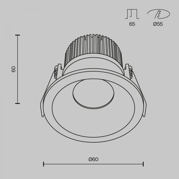 Lampa wbudowana wpuszczana w sufit LED aluminiowa czarna okrągła Zoom MAYTONI DL034-01-06W4K-B