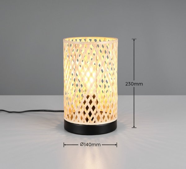 Lampka stołowa nocna pleciona bambusowa kolor naturalny tuba boho rustykalna industrialna minimalistyczna klasyczna LAURENT R56091932 Rl 