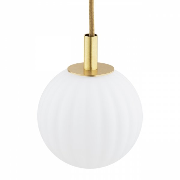 Lampa wisząca złota białe kule opal mat ryflowane szkło 5 płomienna mosiądz szczotkowany PALOMA 2183 Argon