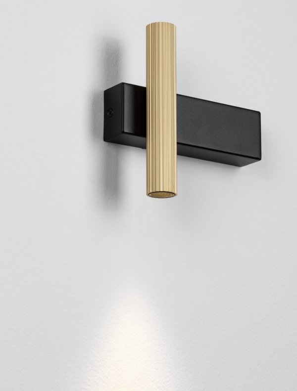 Minimalistyczny czarno-złoty kinkiet LED aluminiowy prostokąt tuba ze żłobieniami klasyczny podświetlający ścianę JOSTELA LE45561 Luces Exclusivas