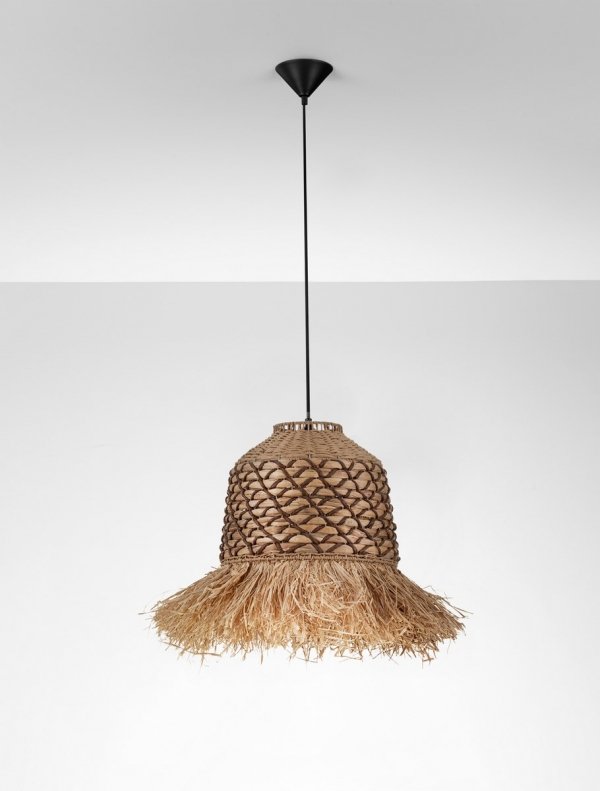 Lampa wisząca sznurkowa pleciona wiszące frendzle owalna boho rystykalna industrialna nad stół do salonu sypialni FANLIZA LE45359 Luces Exclusivas