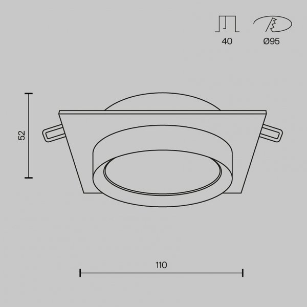 Kwadratowa Oprawa Wpuszczana Downlight Hoop Maytoni DL086-GX53-SQ-B