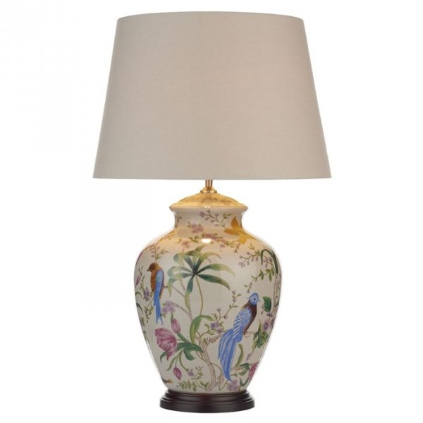 Ceramiczna Lampka Stołowa Abażurowa Z Kwiatowym Wzorem MIMOSA MIM4202 DAR LIGHTING