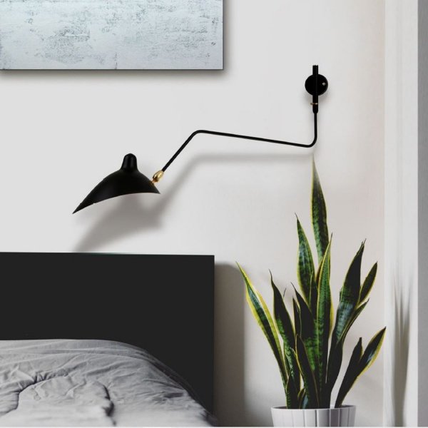  Lampa ścienna kinkiet czarna regulowana na wysięgniku klasyczna minimalistyczna CRANE W8701 Step Into Design