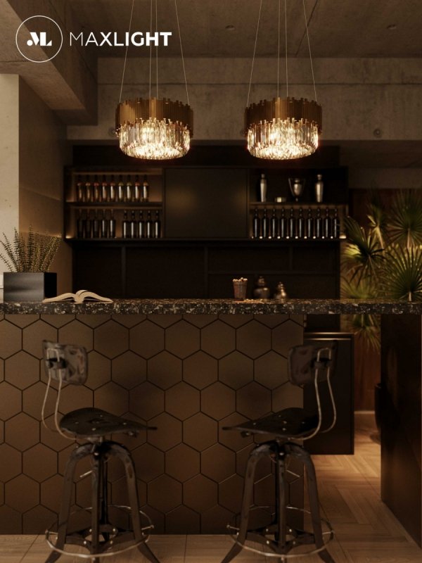 LAMPA WISZĄCA GLAMOUR ZŁOTY ŻYRANDOL KRYSZTAŁOWY MAXLIGHT TREND P0368