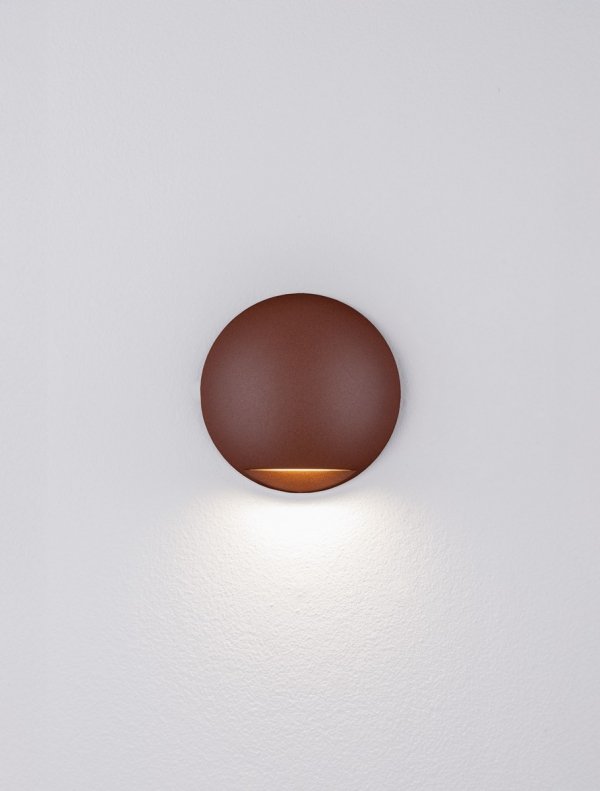 Kinkiet zewnętrzny LED kolor rdzawy okrągły wypukły minimalistyczny nowoczesny IP65 DONVELA LE75304 Luces Exclusivas