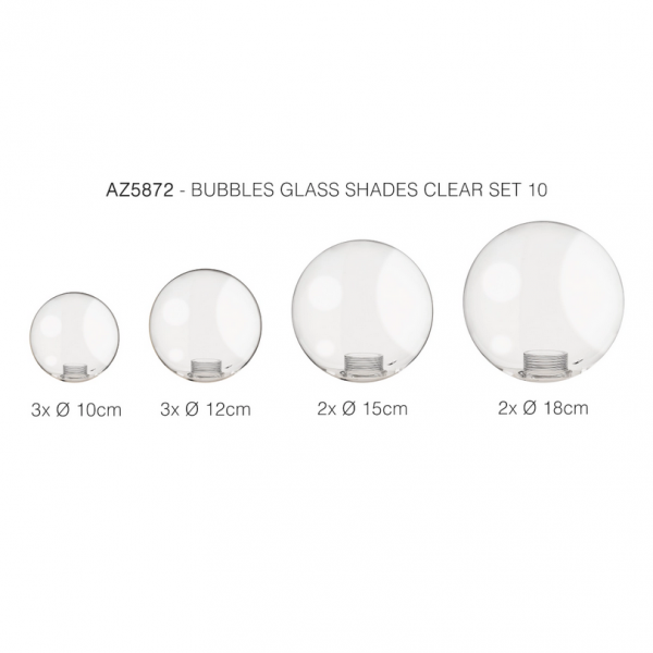 Czarna molekularna lampa wisząca transparentne szklane klosze BUBBLES 10 AZ5869 + AZ5872 Azzardo 