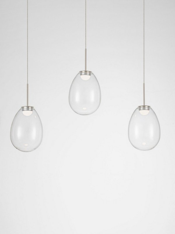 Lampa wisząca wielopunktowa LED srebrna owalna szklana minimalistyczna uniwersalna Luces Exclusivas