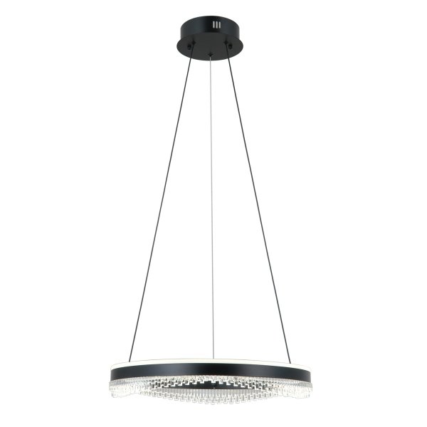 Lampa wisząca okrąg z kryształkami 50cm LED czarna dekoracyjna w nowoczesnym stylu zmiana barwy światła Morte PND-34535-M-BK Italux