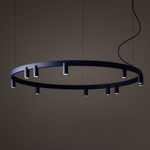 Geometryczna Lampa wisząca FOURTY ROUND LED XI Nowodvorski 12286 Nowoczesny żyrandol minimalistyczny Granatowa