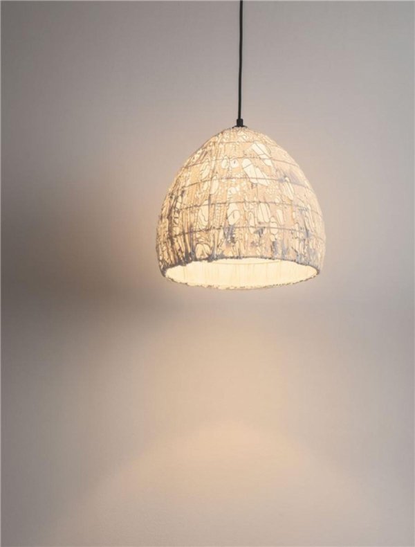 Lampa wisząca tkaninowa biała owalna boho rustykalna designerska industrialna Luces Exclusivas