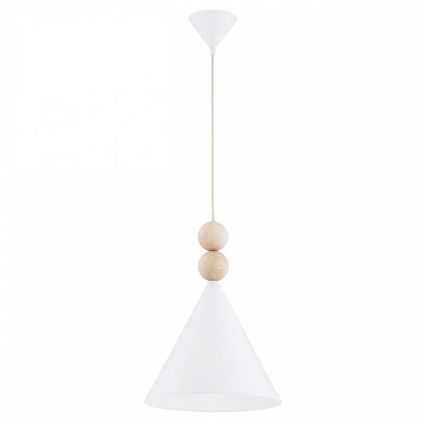 Lampa wisząca stożek z drewnianym dekorem duża skandynawska elegacka KEGEL 8632 Argon