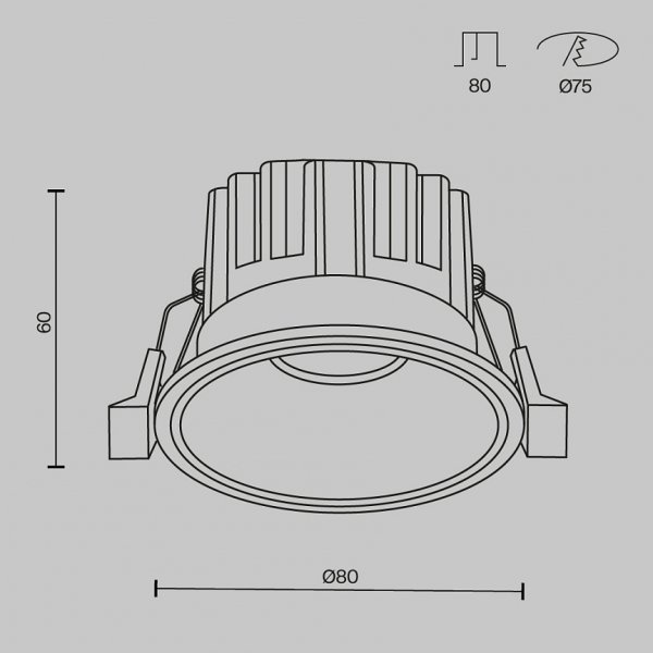 Czarna Oprawka Wpuszczana Downlight Round Maytoni DL058-12W3K-B