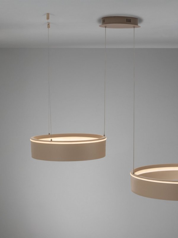 Lampa wisząca LED brązowa podwójna okrągła ring nowoczesna minimalistyczna ściemnialna Luces Exclusivas